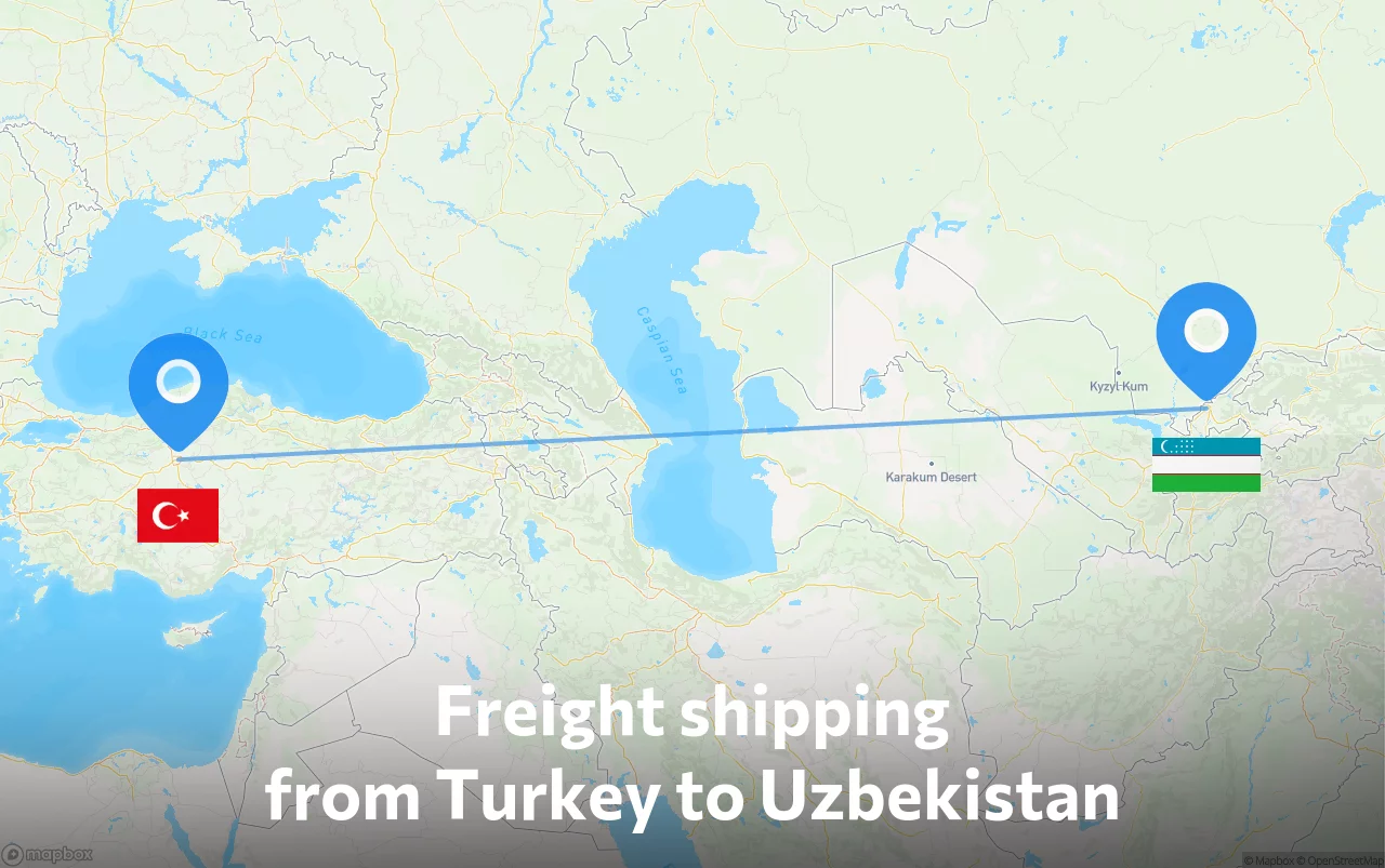 Shipping route from Turkey to Uzbekistan