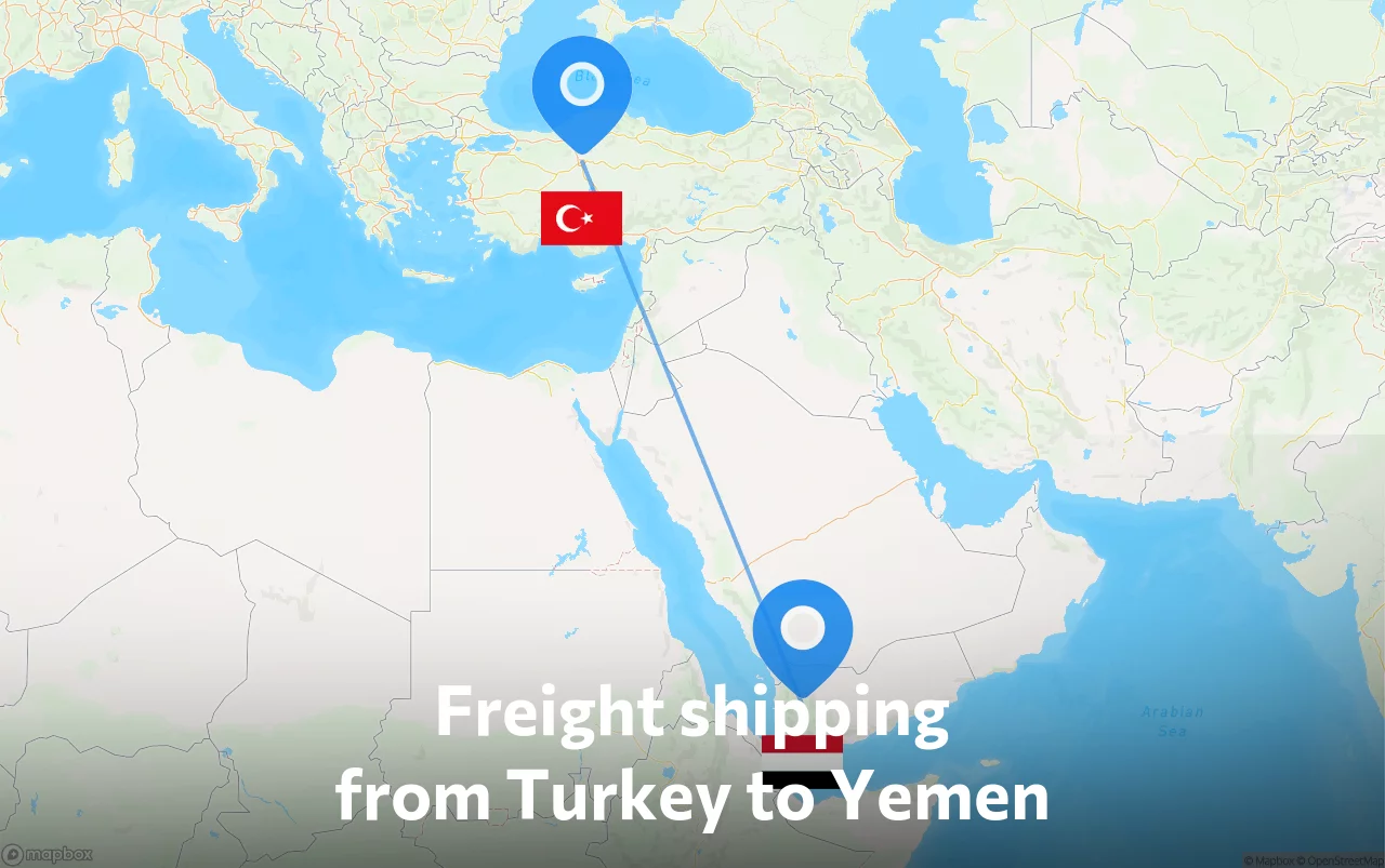 Shipping route from Turkey to Yemen