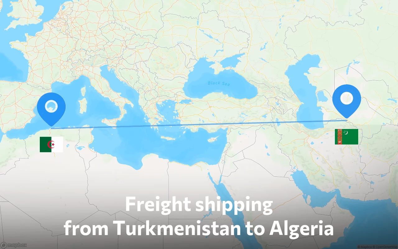 Shipping route from Turkmenistan to Algeria