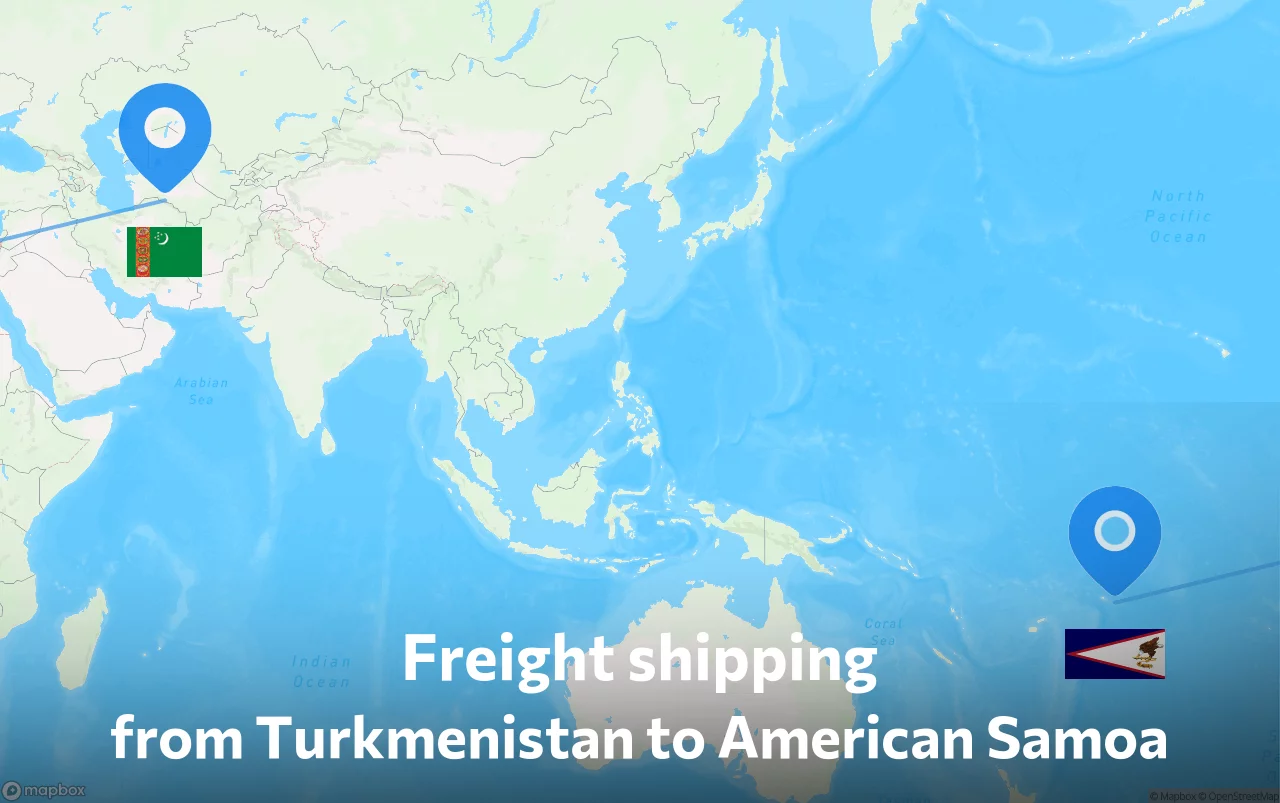 Shipping route from Turkmenistan to American Samoa