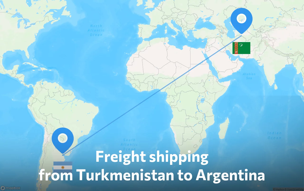 Shipping route from Turkmenistan to Argentina