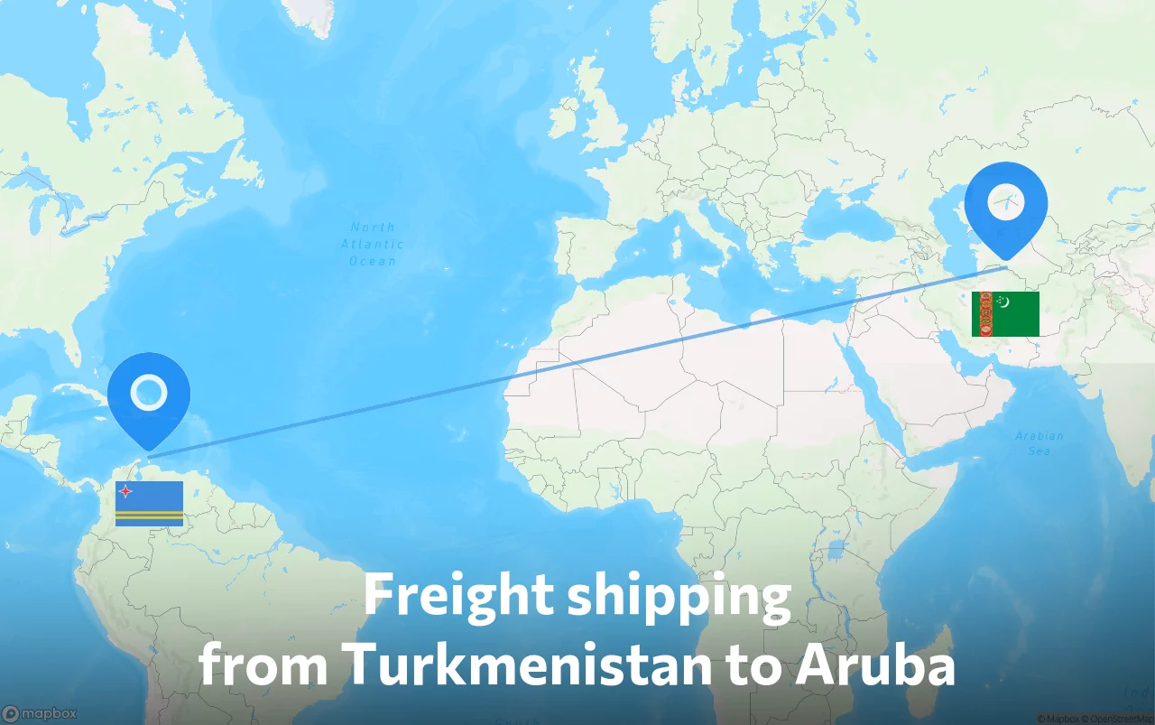 Shipping route from Turkmenistan to Aruba