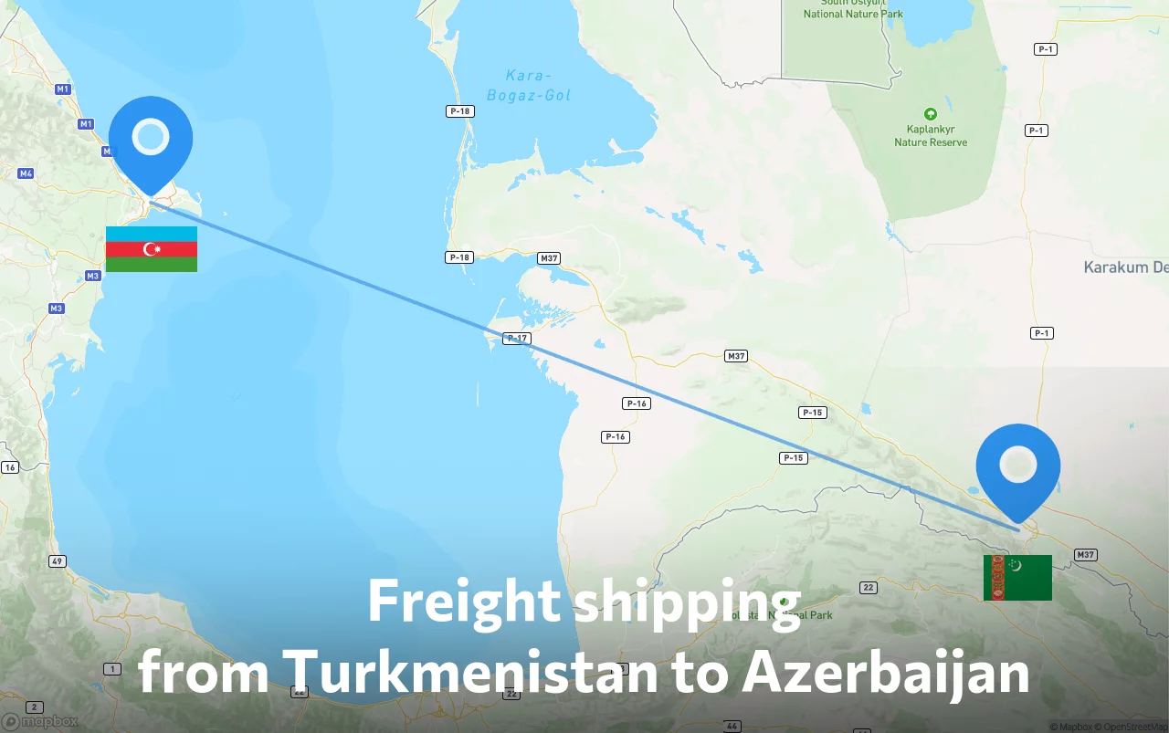 Shipping route from Turkmenistan to Azerbaijan