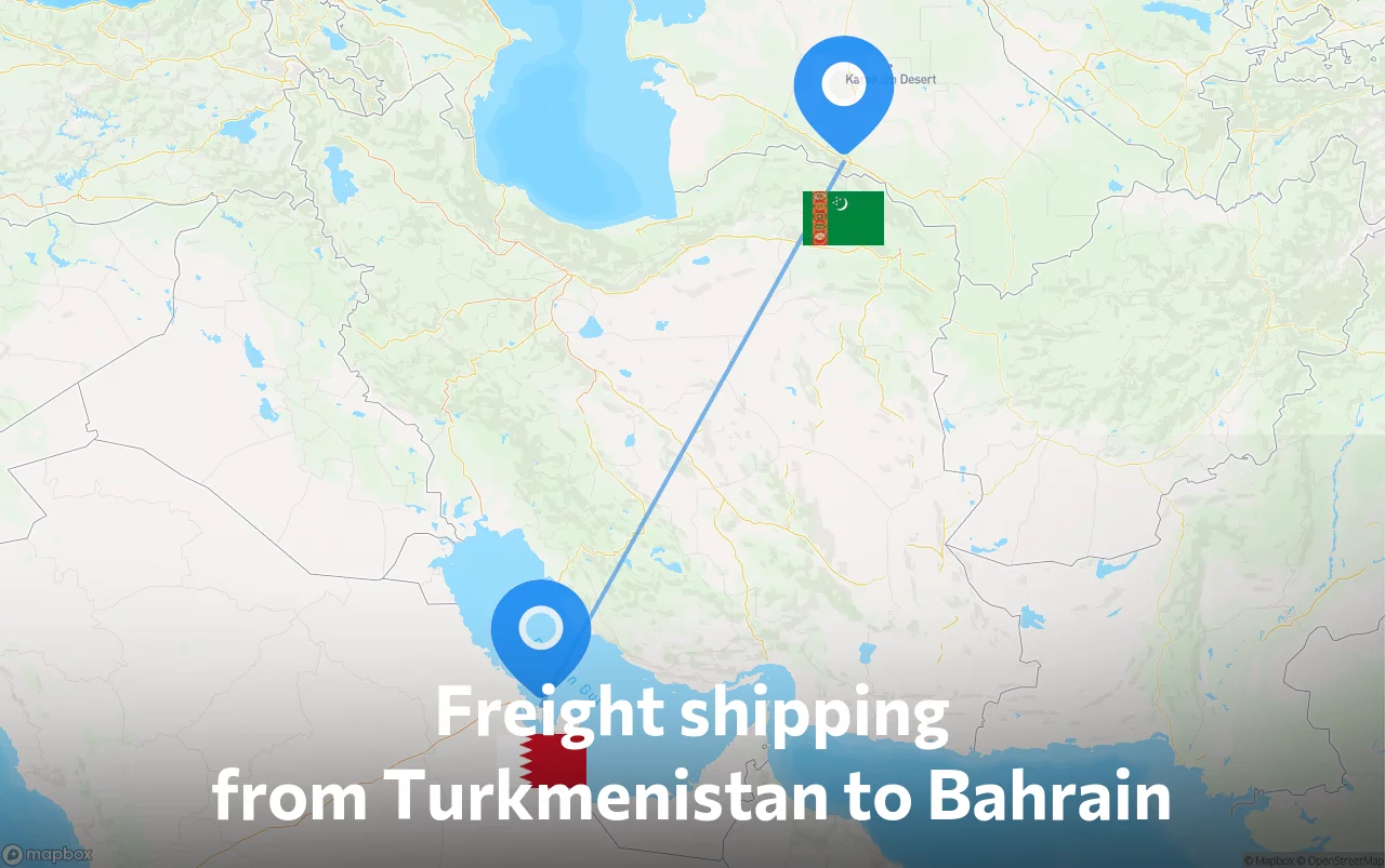 Shipping route from Turkmenistan to Bahrain