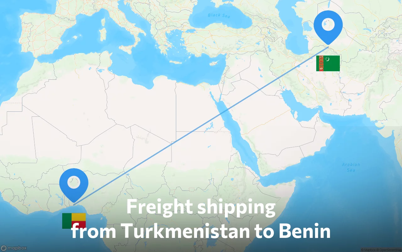 Shipping route from Turkmenistan to Benin