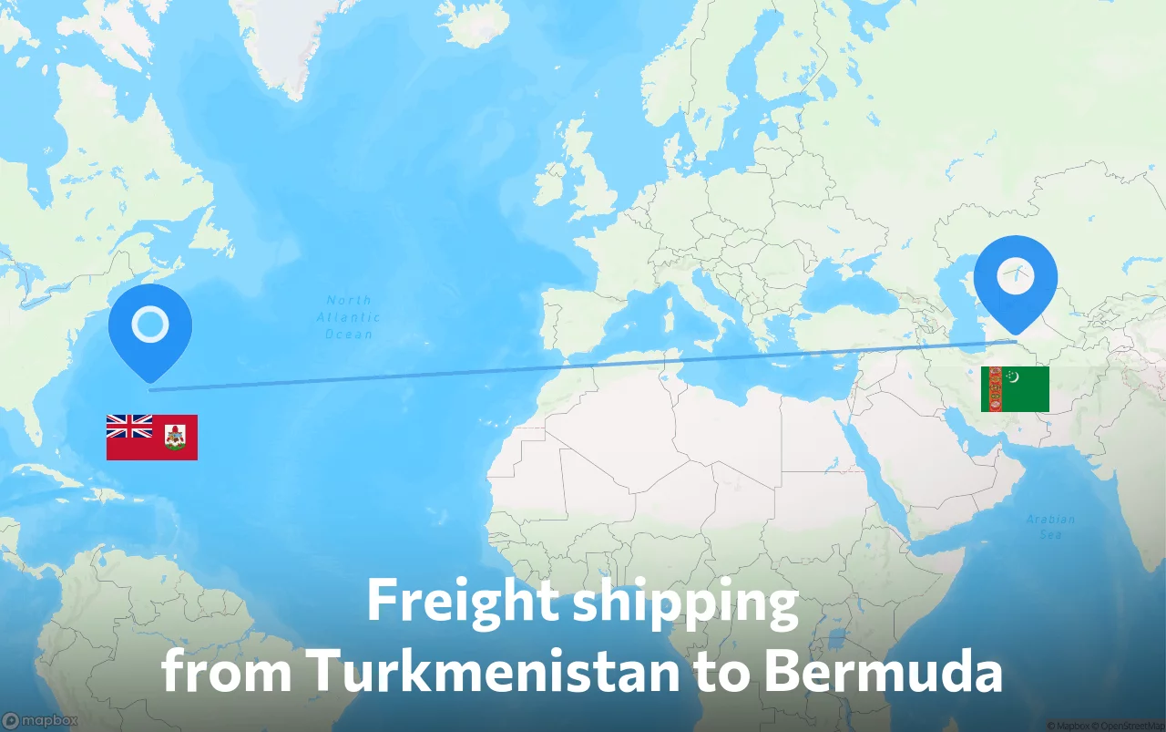 Shipping route from Turkmenistan to Bermuda