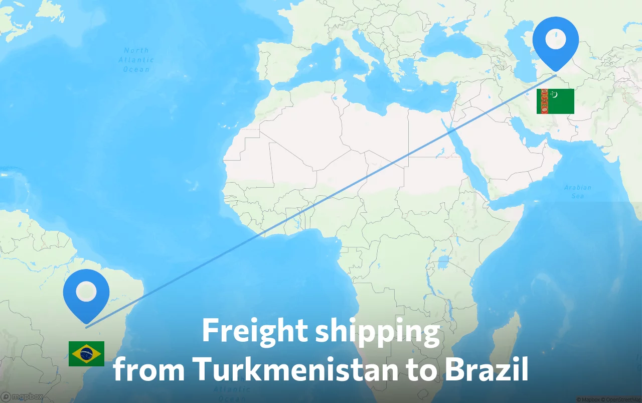 Shipping route from Turkmenistan to Brazil