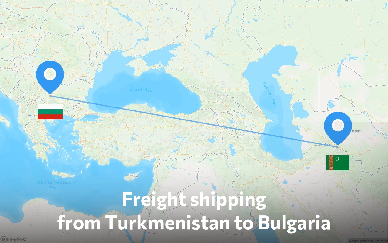 Shipping route from Turkmenistan to Bulgaria
