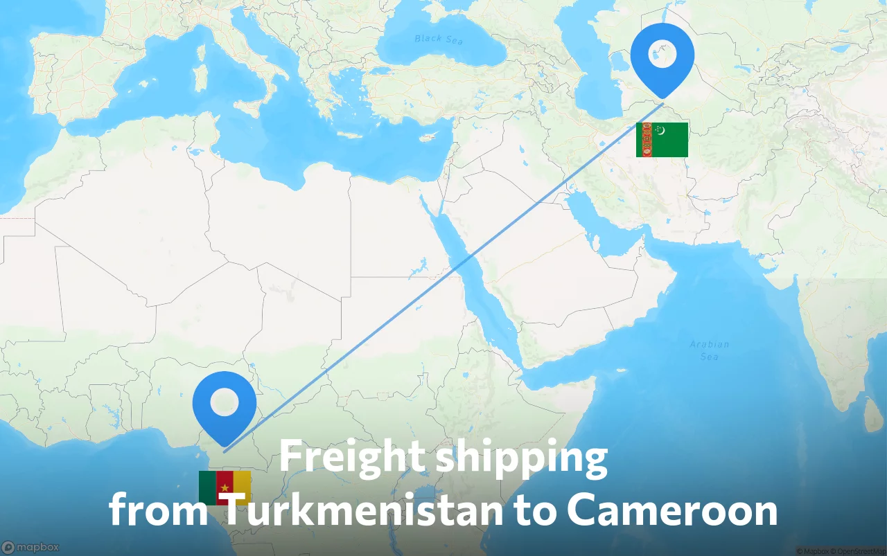 Shipping route from Turkmenistan to Cameroon