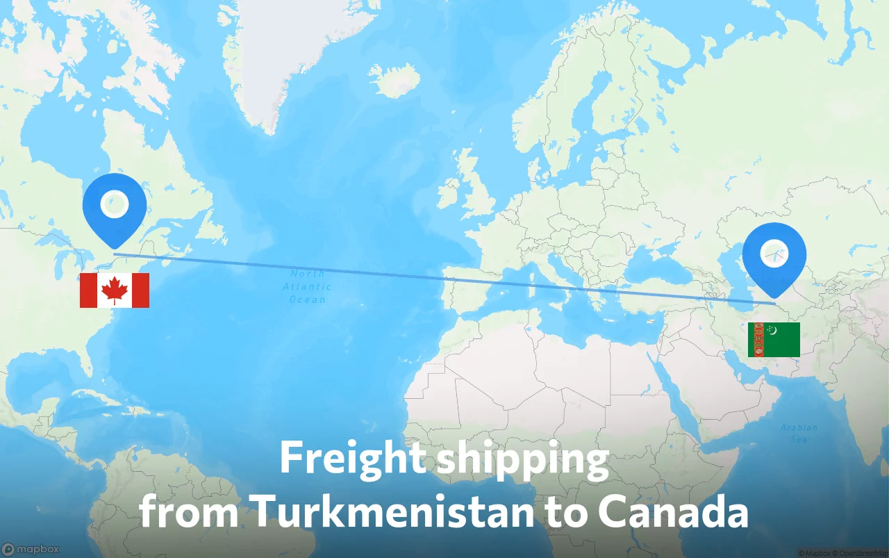Shipping route from Turkmenistan to Canada