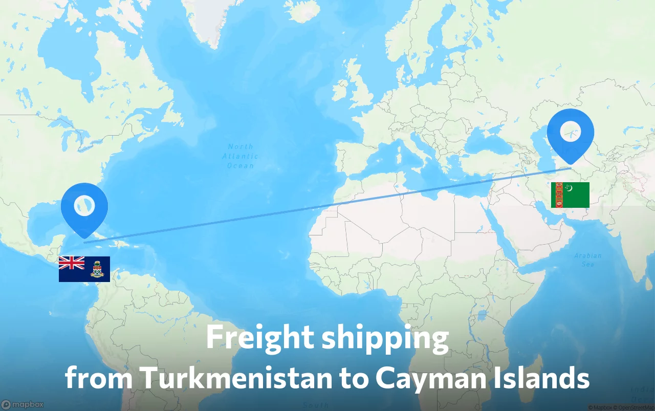 Shipping route from Turkmenistan to Cayman Islands