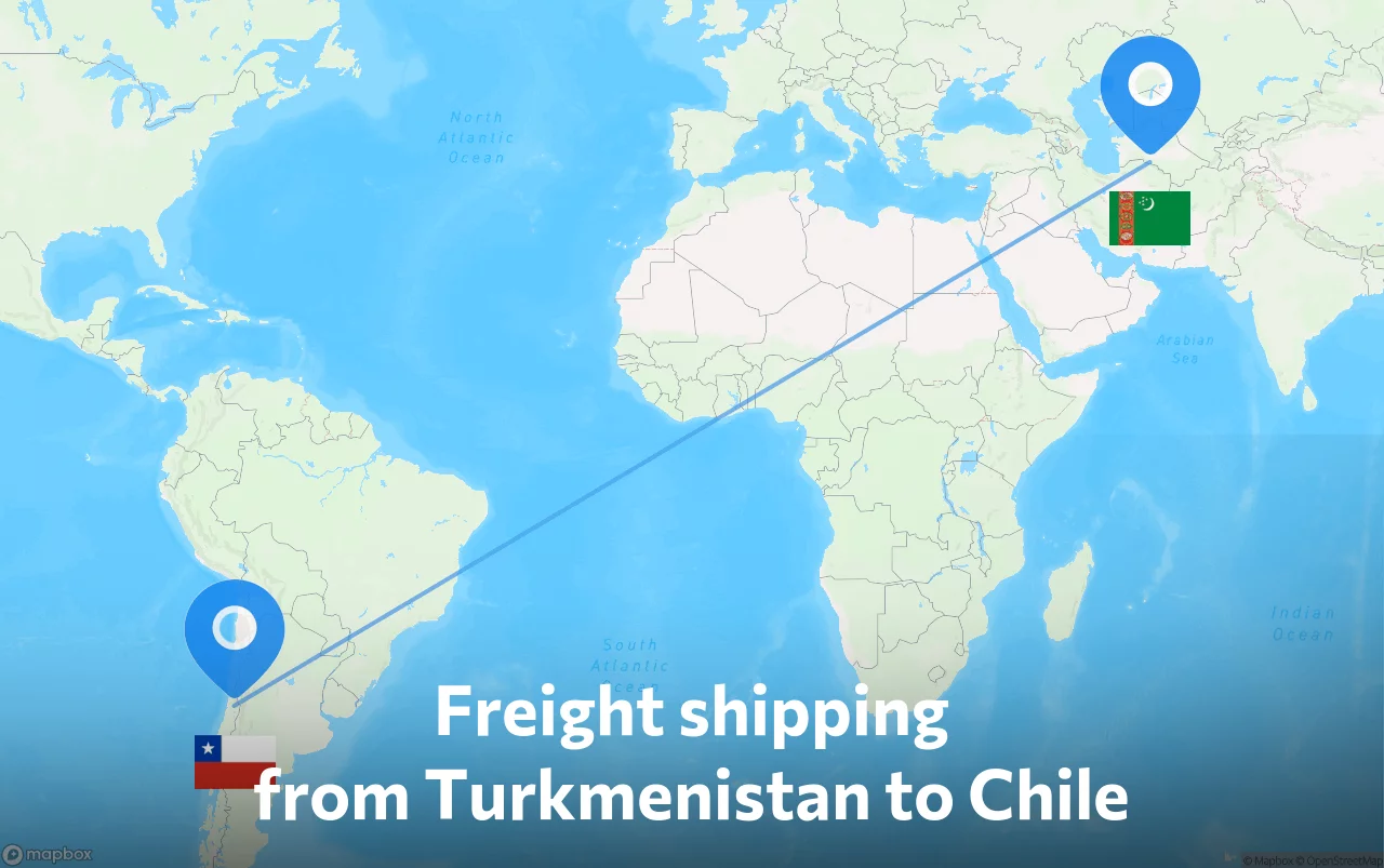 Shipping route from Turkmenistan to Chile