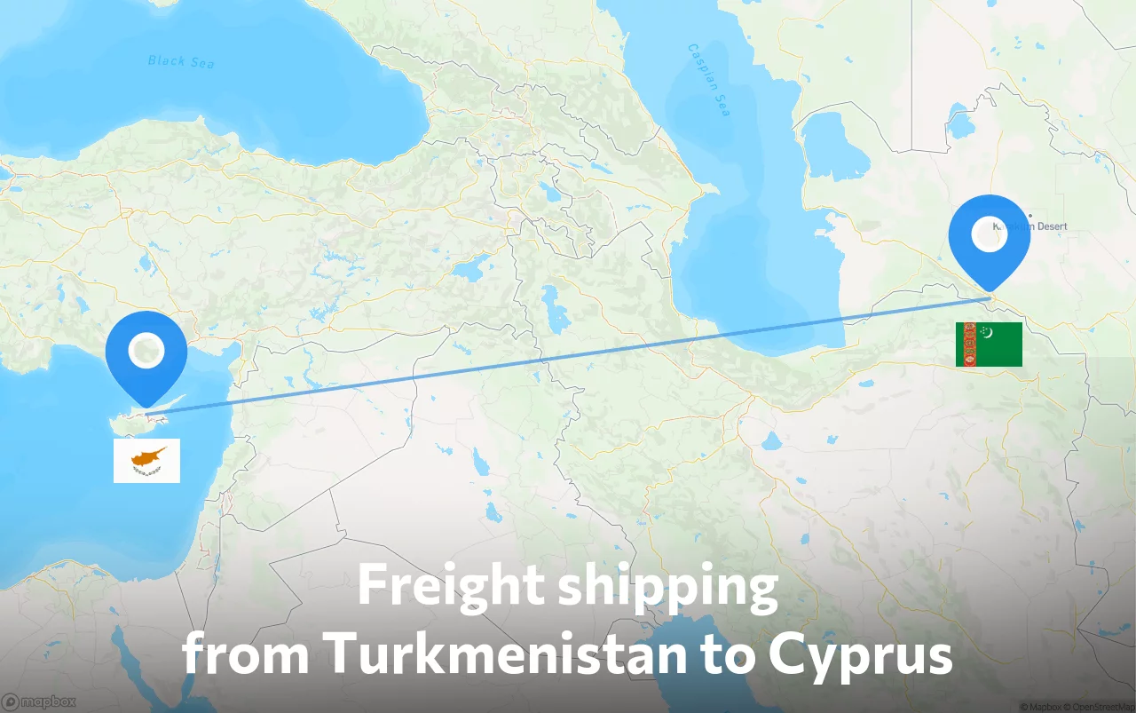 Shipping route from Turkmenistan to Cyprus