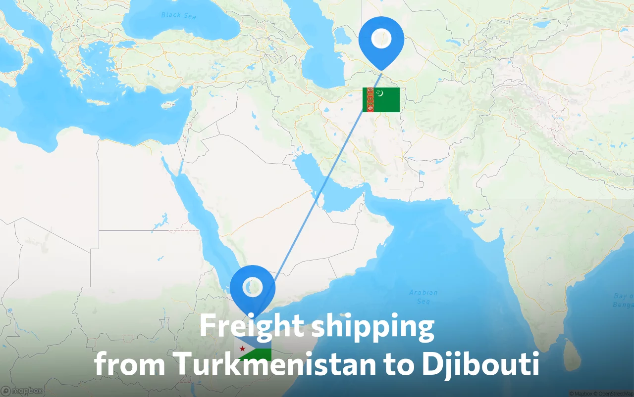 Shipping route from Turkmenistan to Djibouti