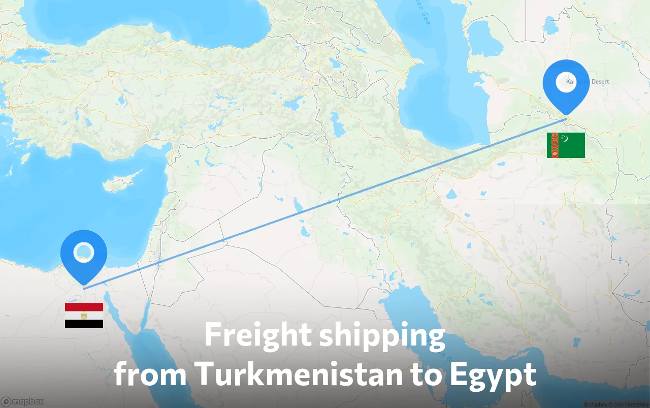 Shipping route from Turkmenistan to Egypt