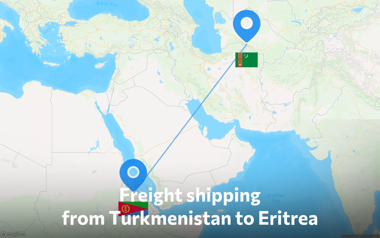 Shipping route from Turkmenistan to Eritrea