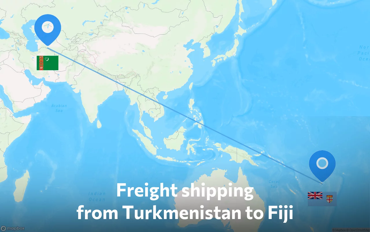 Shipping route from Turkmenistan to Fiji