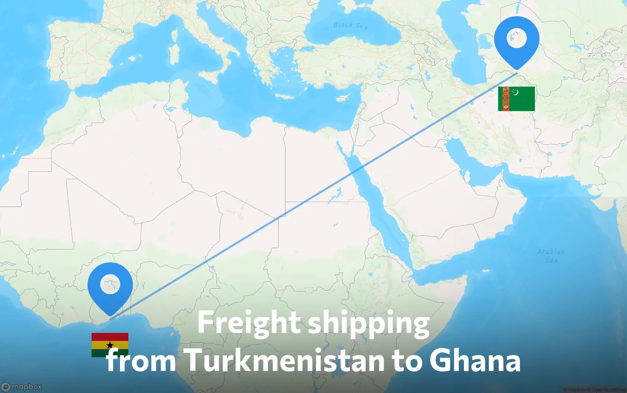 Shipping route from Turkmenistan to Ghana