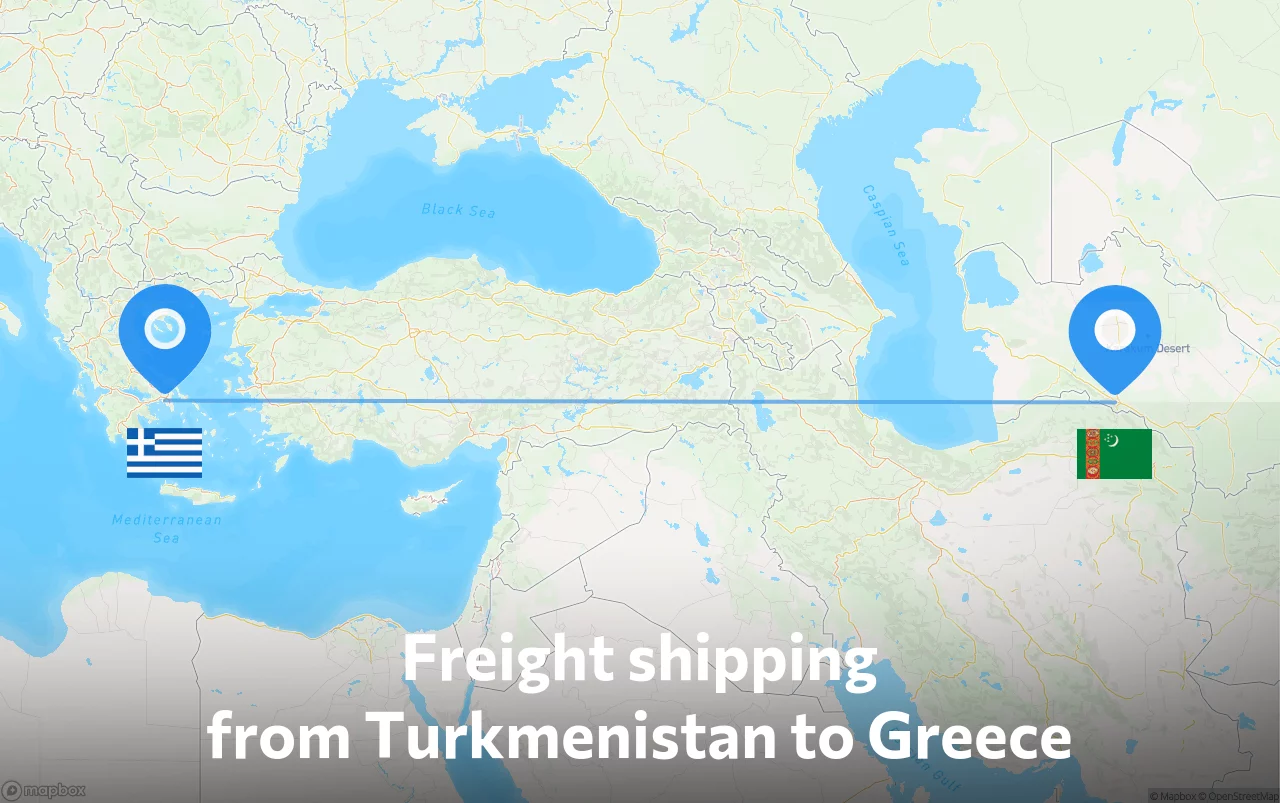 Shipping route from Turkmenistan to Greece