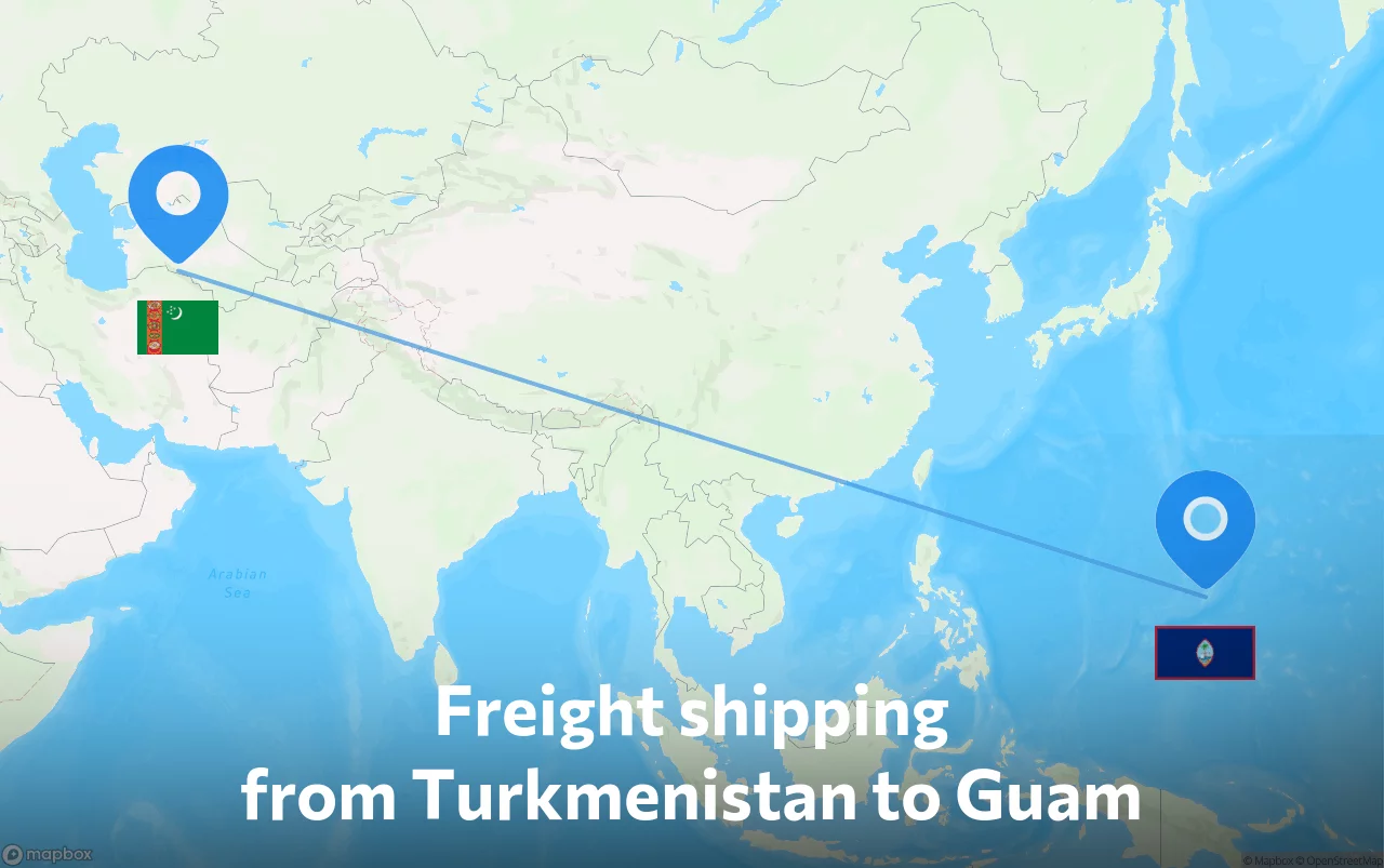 Shipping route from Turkmenistan to Guam