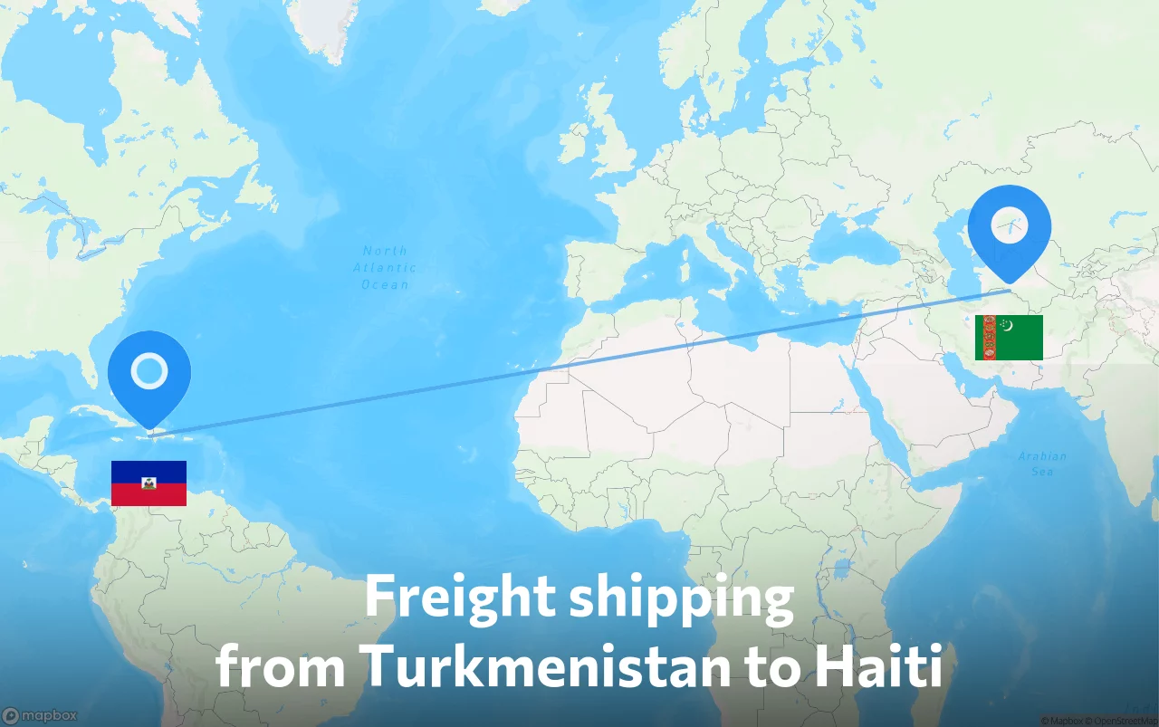 Shipping route from Turkmenistan to Haiti