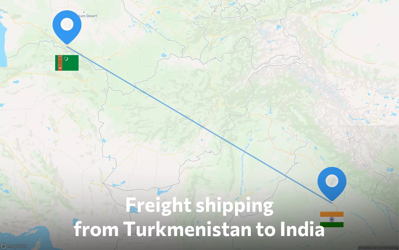 Shipping route from Turkmenistan to India