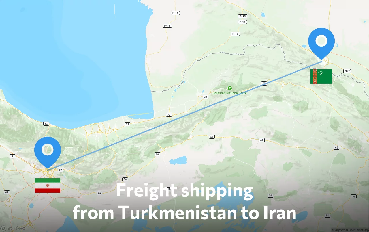 Shipping route from Turkmenistan to Iran