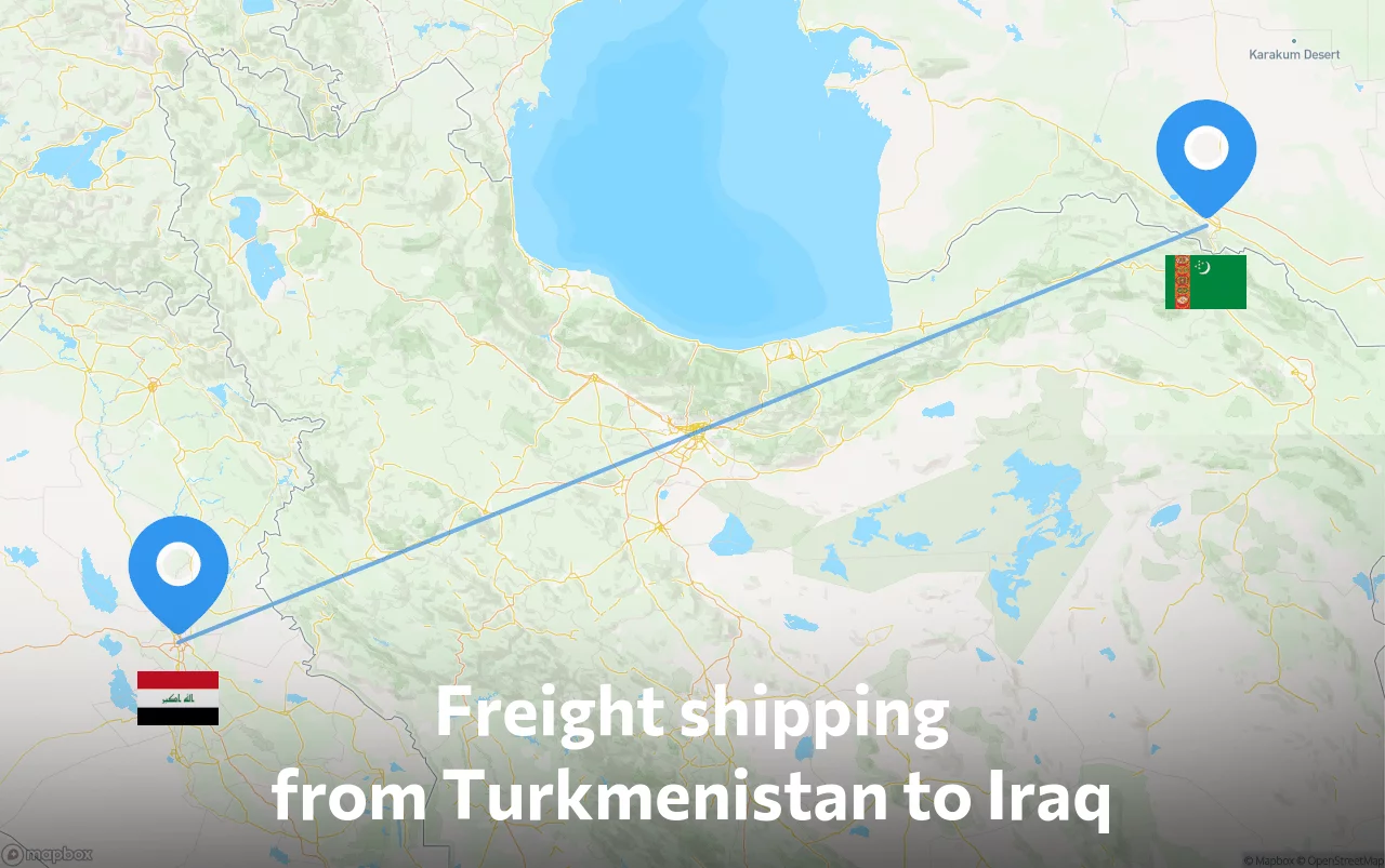 Shipping route from Turkmenistan to Iraq
