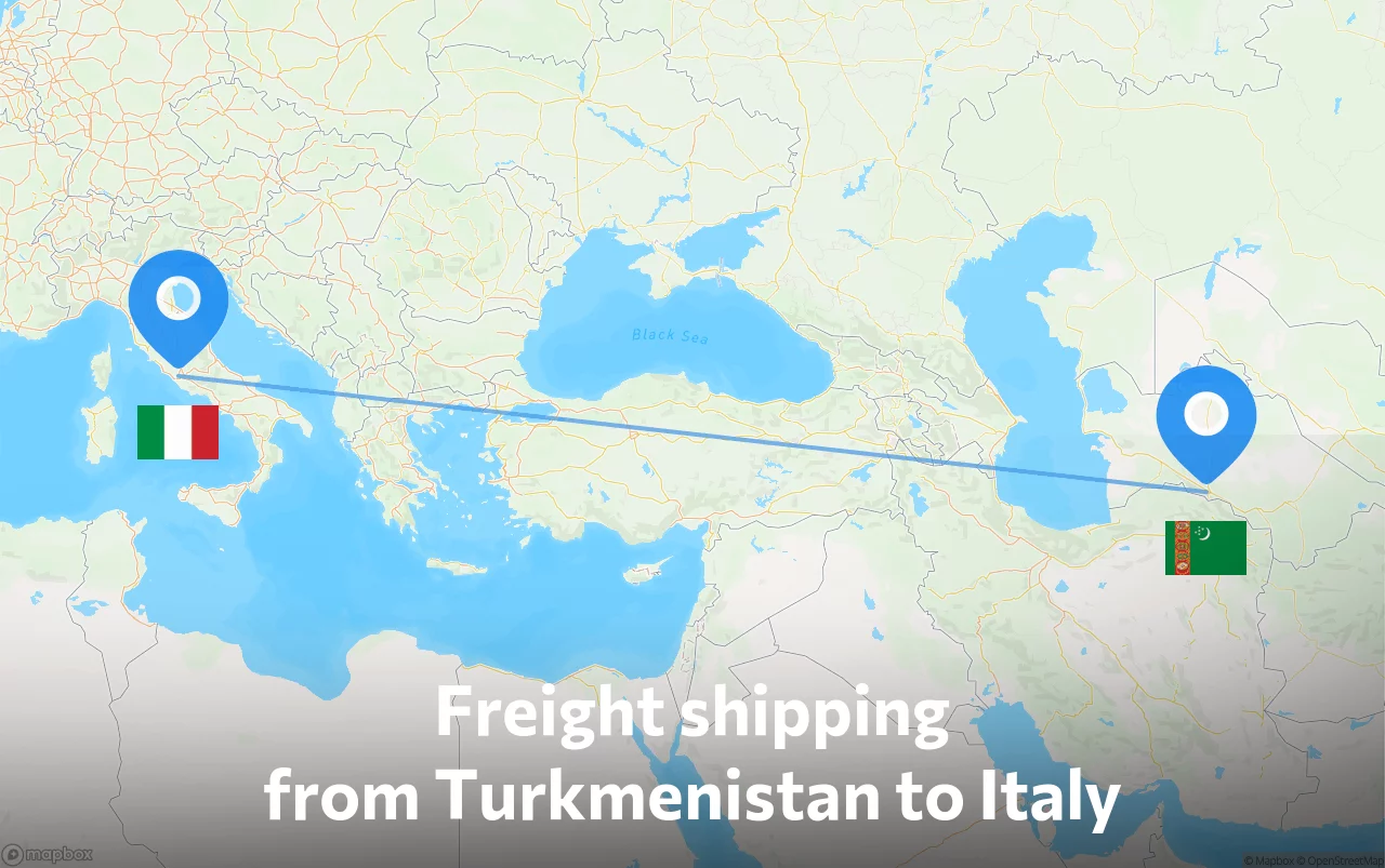 Shipping route from Turkmenistan to Italy