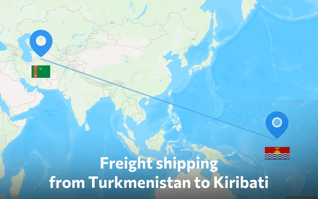 Shipping route from Turkmenistan to Kiribati