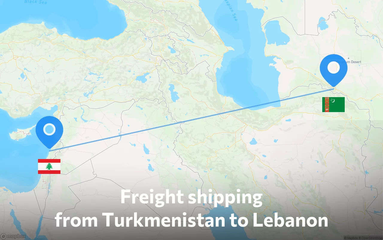 Shipping route from Turkmenistan to Lebanon