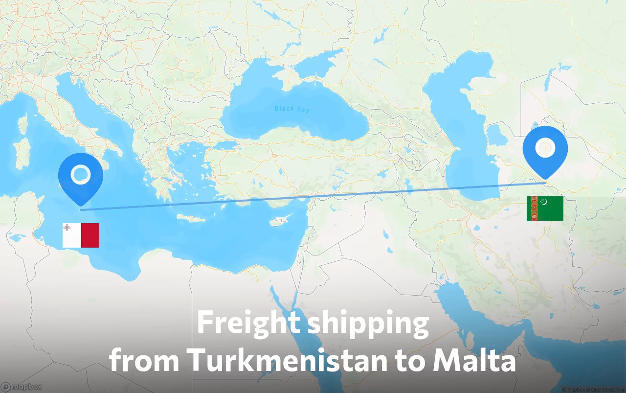 Shipping route from Turkmenistan to Malta