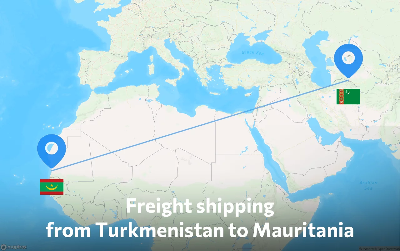 Shipping route from Turkmenistan to Mauritania