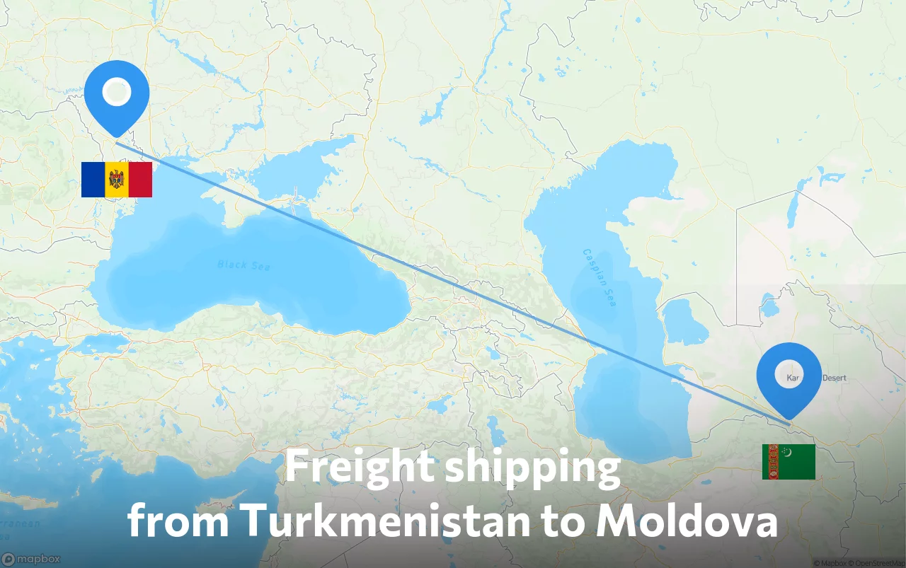 Shipping route from Turkmenistan to Moldova
