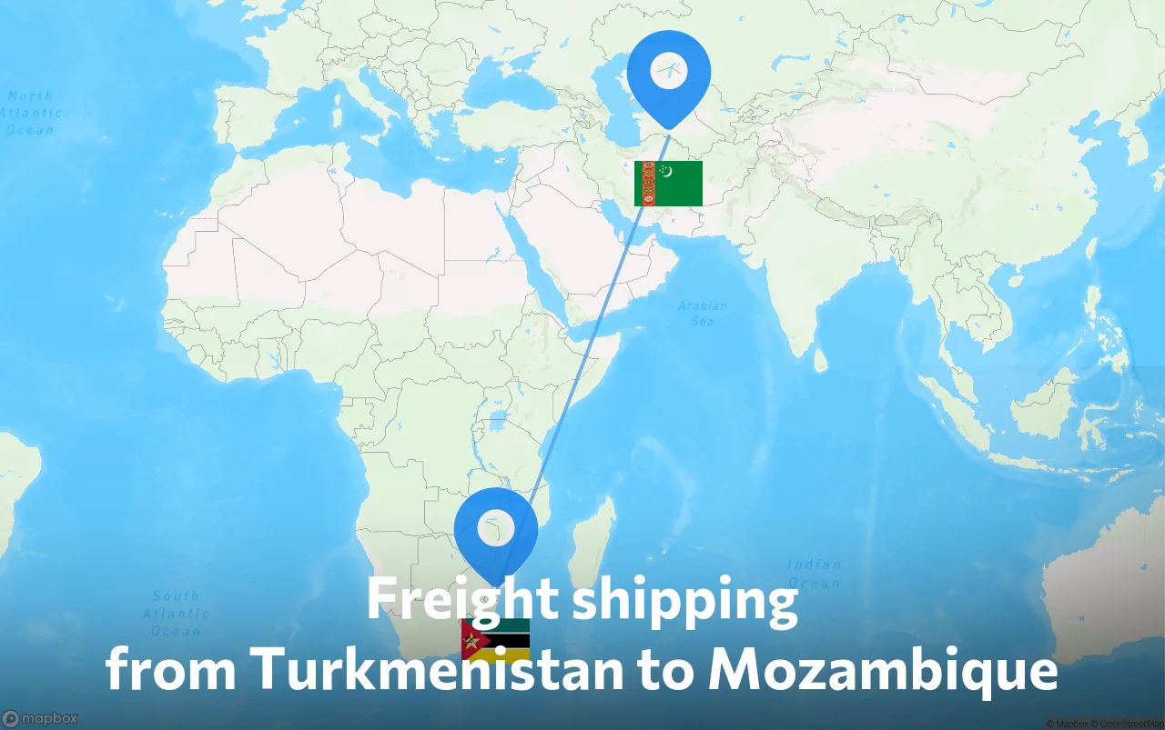 Shipping route from Turkmenistan to Mozambique