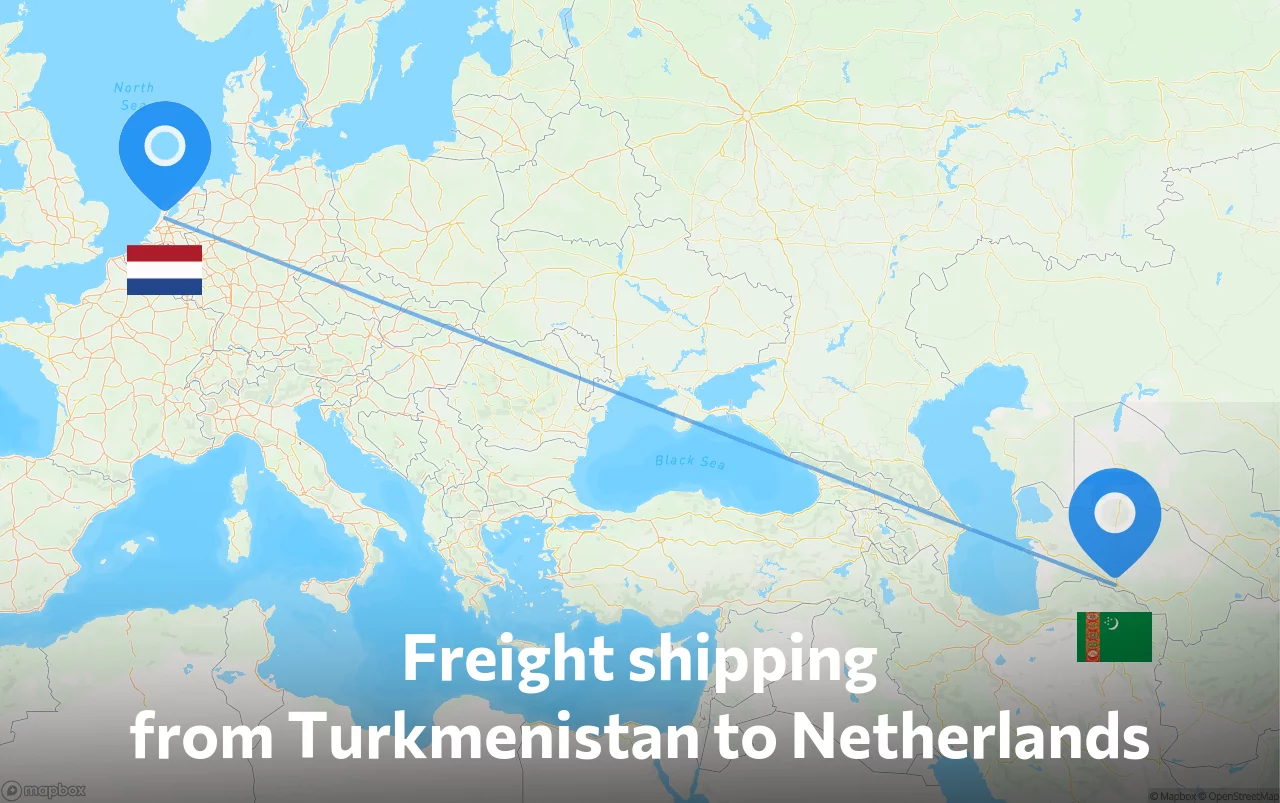 Shipping route from Turkmenistan to Netherlands
