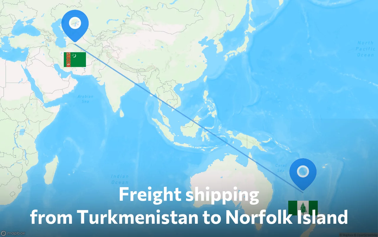 Shipping route from Turkmenistan to Norfolk Island