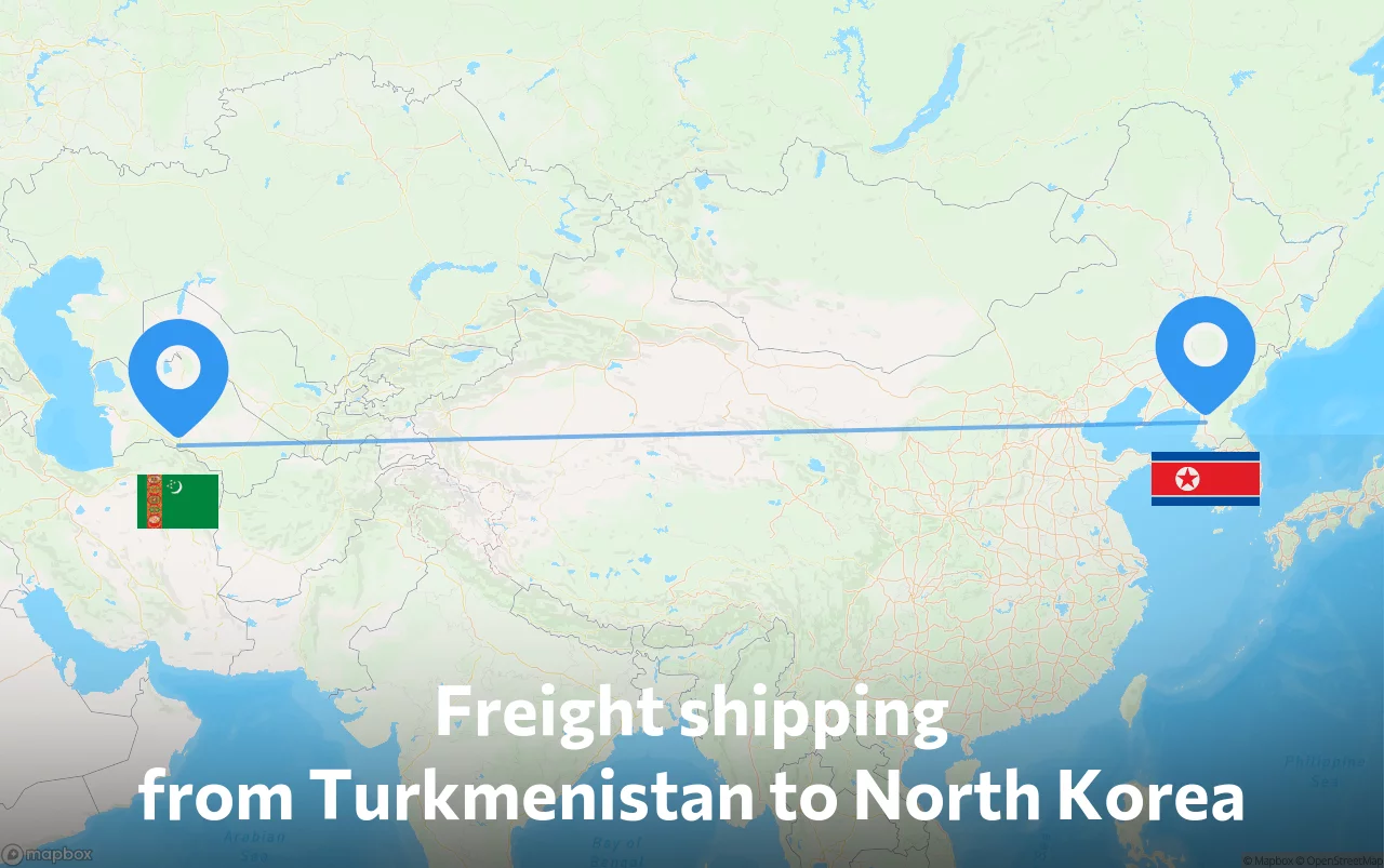 Shipping route from Turkmenistan to North Korea