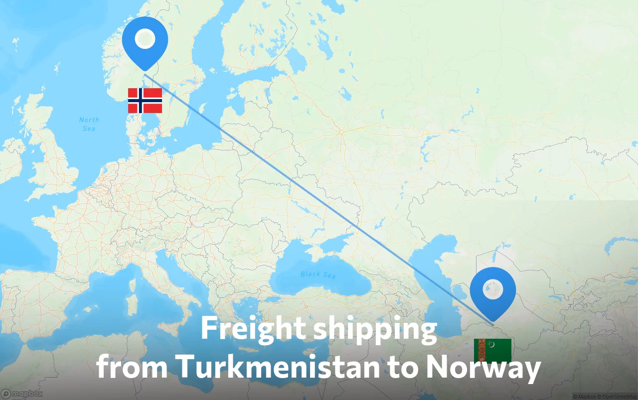 Shipping route from Turkmenistan to Norway
