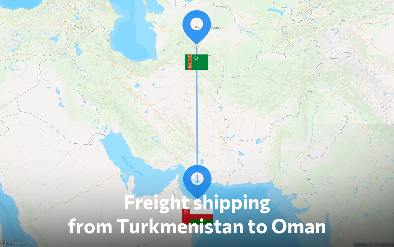Shipping route from Turkmenistan to Oman