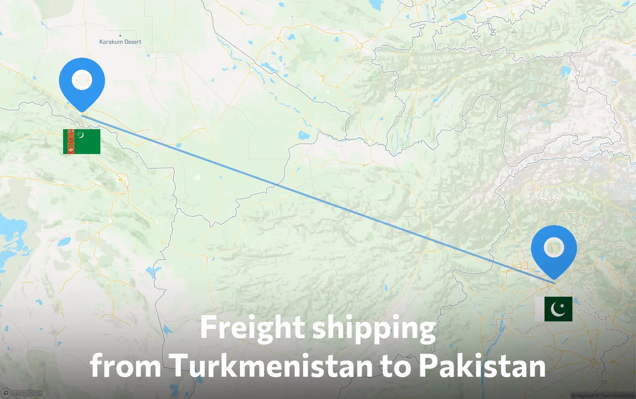 Shipping route from Turkmenistan to Pakistan