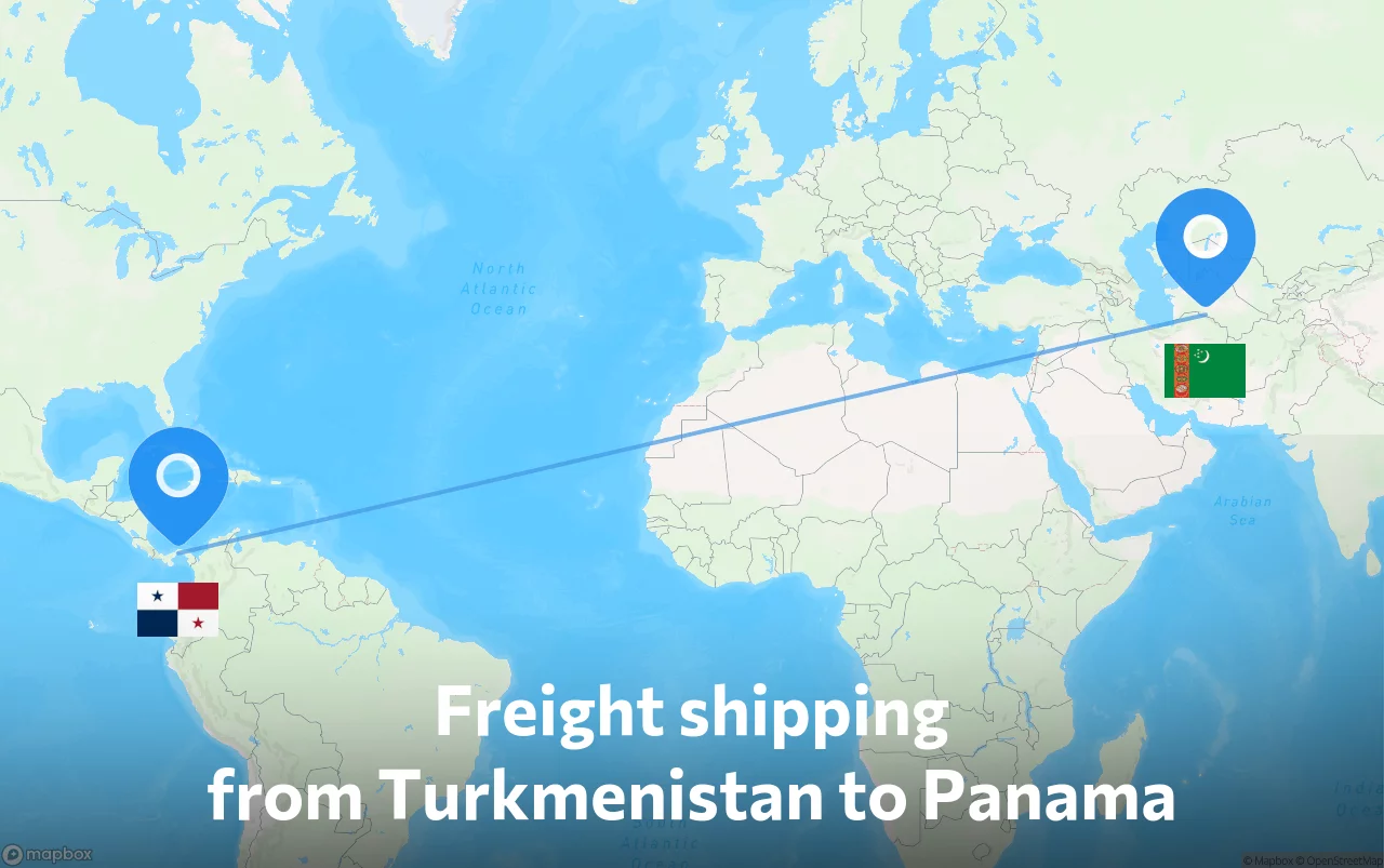 Shipping route from Turkmenistan to Panama