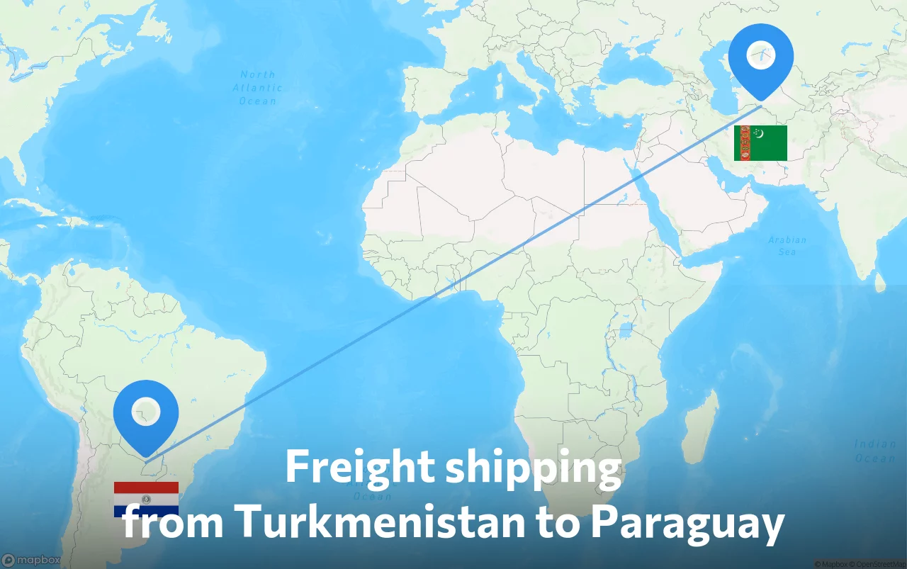 Shipping route from Turkmenistan to Paraguay