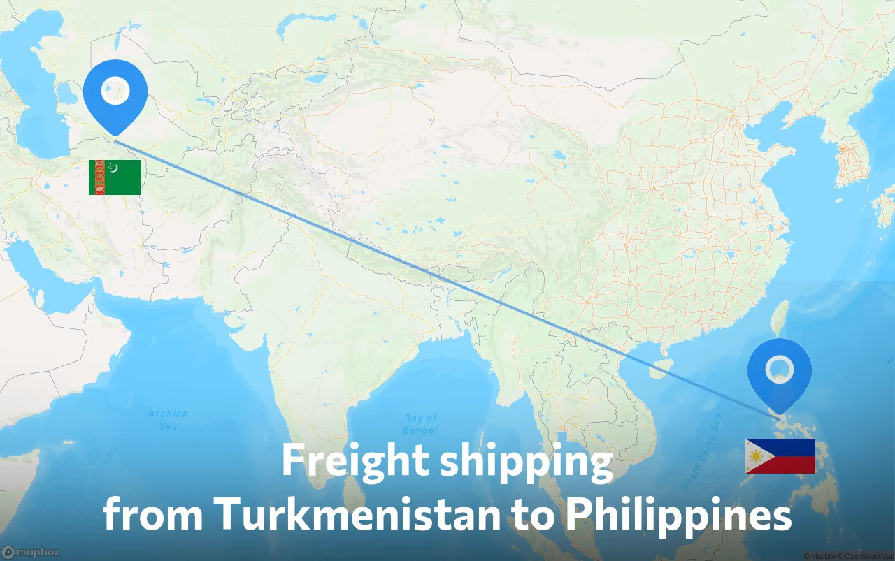 Shipping route from Turkmenistan to Philippines