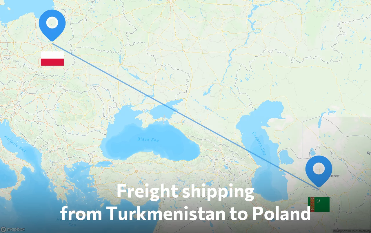 Shipping route from Turkmenistan to Poland