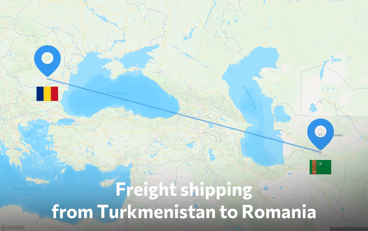 Shipping route from Turkmenistan to Romania