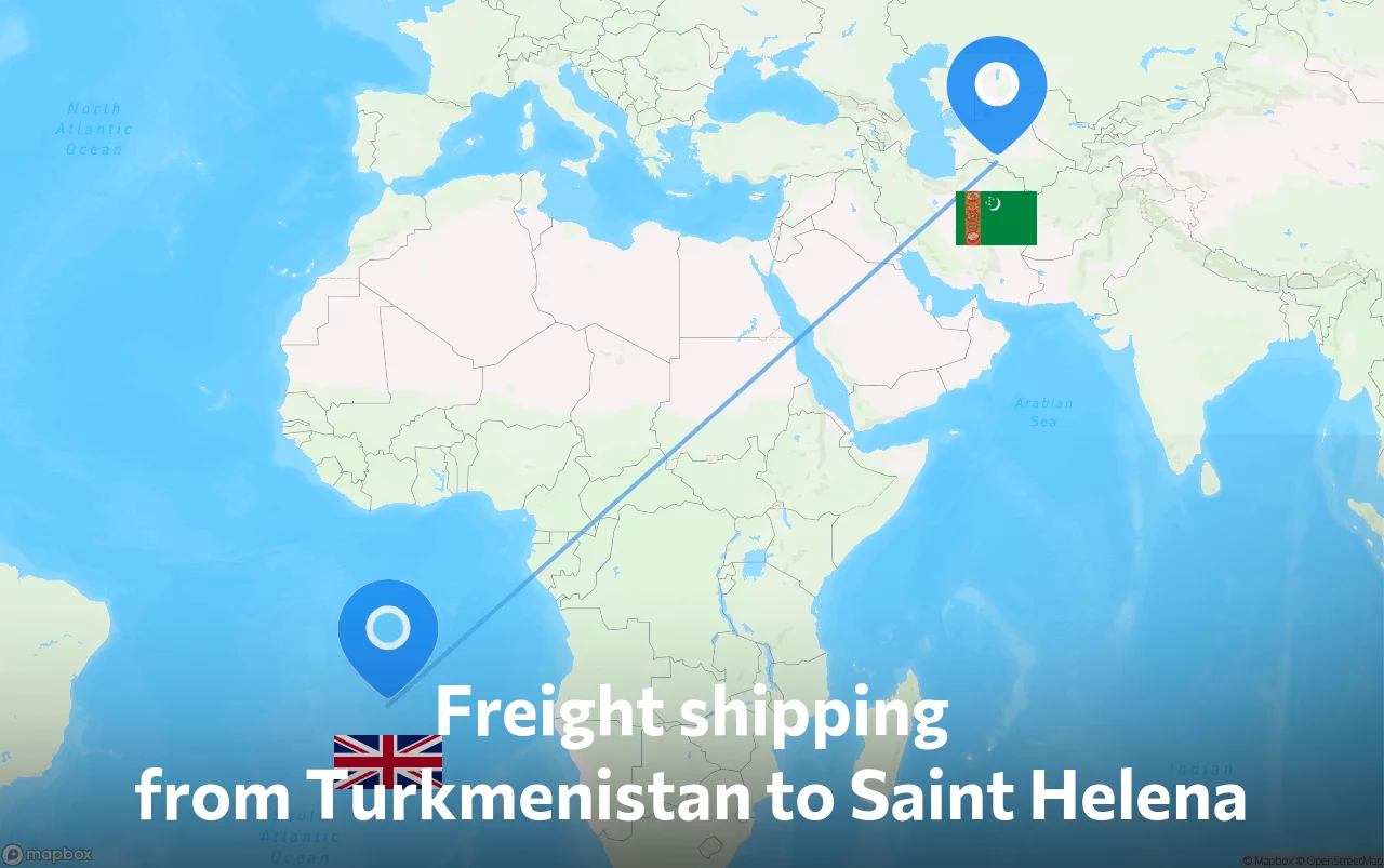 Shipping route from Turkmenistan to Saint Helena