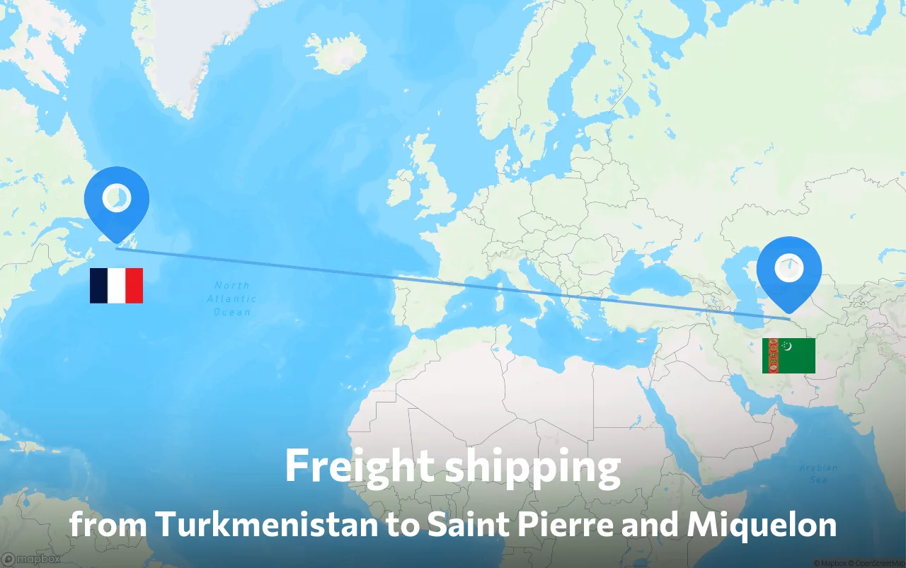 Shipping route from Turkmenistan to Saint Pierre and Miquelon