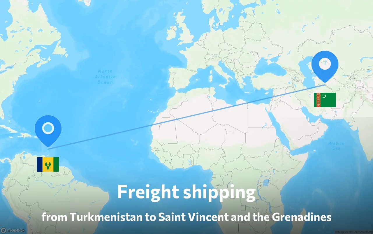 Shipping route from Turkmenistan to Saint Vincent and the Grenadines