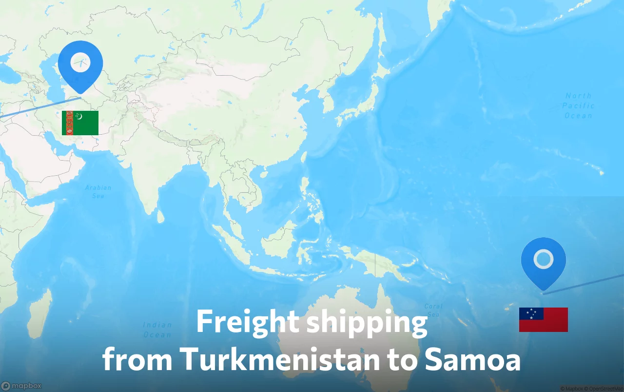 Shipping route from Turkmenistan to Samoa
